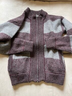 Portia 100% Shetland Wool Heavy Knit Full Zip Sweater with Pockets [M]